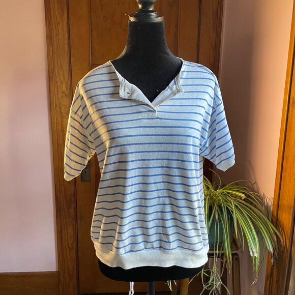 Vintage 80s Chesterfield Striped Knit Top Retro Tennis Coastal Grandma Old Money - Picture 2 of 8